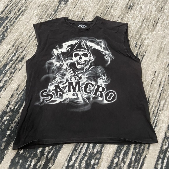 Sons of Anarchy SAMCRO Shirt Adult XLarge Black Skull Reaper Sleeveless Muscle T - Picture 1 of 5